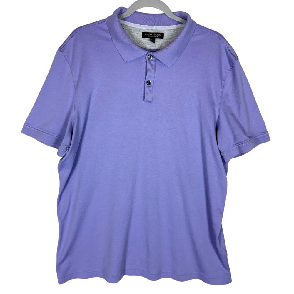 Banana Republic Luxury Touch‎ Polo Shirt Men's 2XL Purple Short Sleeve Collared